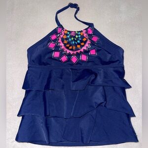 Lands'‎ End Navy Swim Top